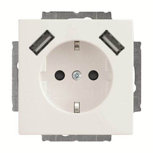 Socket insert Safety Shutter with USB AA studio white - Platform 63