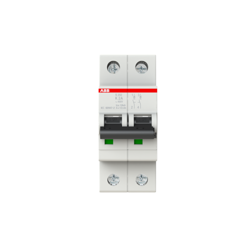 Miniature Circuit Breaker - S200 - 2P - 2 A - K - AC 6 kA