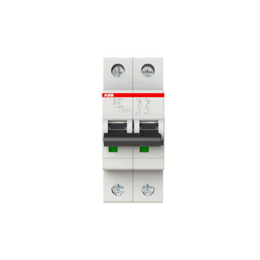 Miniature Circuit Breaker - S200 - 2P - 6 A - D - AC 6 kA