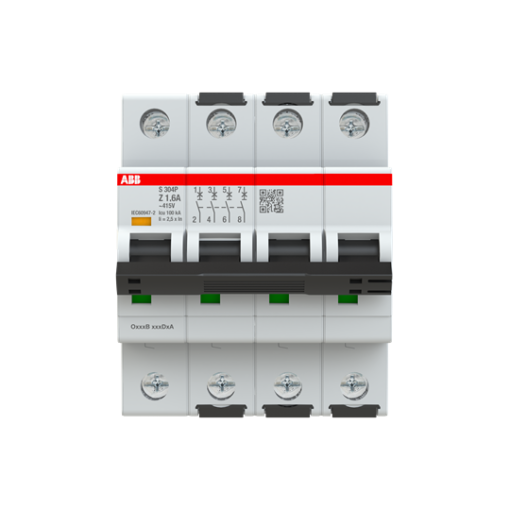 Miniature Circuit Breaker - S300P - 4P - 1.6 A - Z - 415 V AC 100 kA