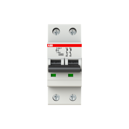 S202P-D3 Miniature Circuit Breaker - 2P - D - 3 A