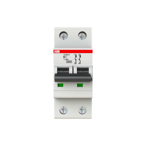 S202P-D1 Miniature Circuit Breaker - 2P - D - 1 A