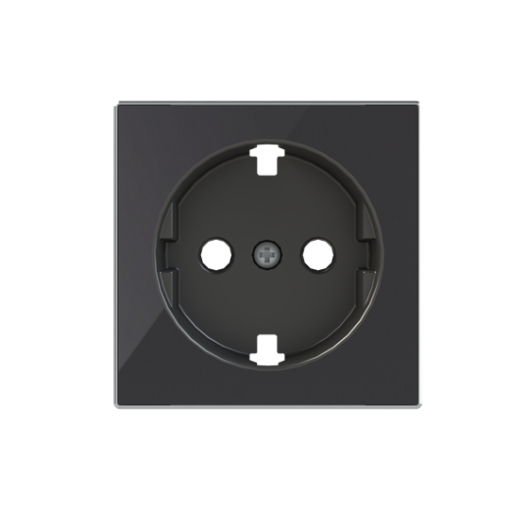 Cover socket outlet Without imprint Black Glass - Sky Niessen