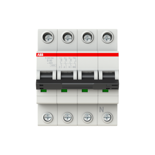 Miniature Circuit Breaker - S200 80-100A - 3PN - 80 A - B - AC 6 kA