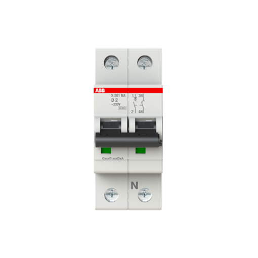 Miniature Circuit Breaker - S200 - 1PN - 2 A - D - AC 6 kA