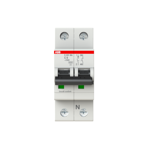 Miniature Circuit Breaker - S200 - 1PN - 8 A - C - AC 6 kA