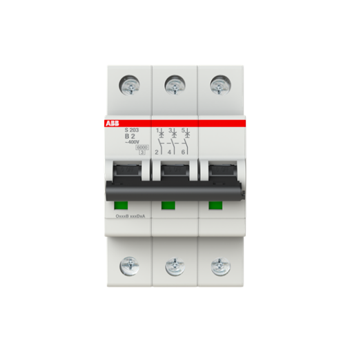 Miniature Circuit Breaker - S200 - 3P - 2 A - B - AC 6 kA