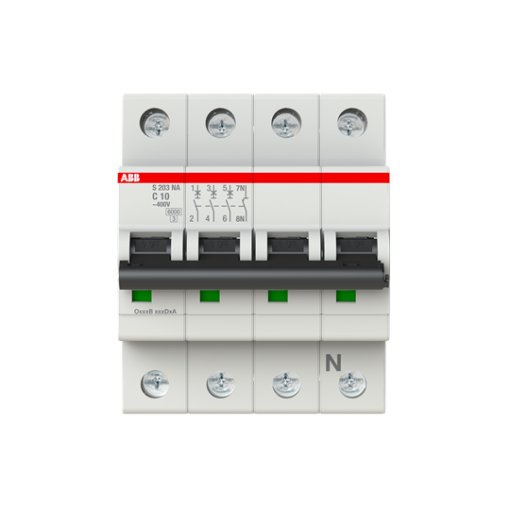 Miniature Circuit Breaker - S200 - 3PN - 10 A - C - AC 6 kA