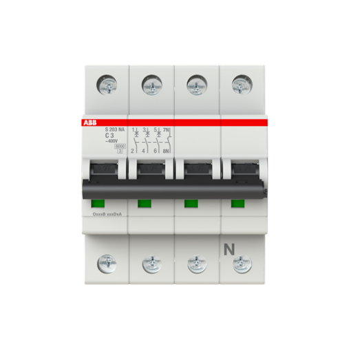 Miniature Circuit Breaker - S200 - 3PN - 3 A - C - AC 6 kA