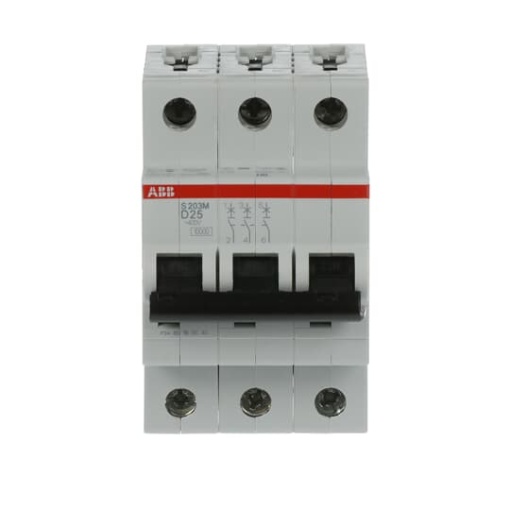 Miniature Circuit Breaker - S200M - 3P - 25 A - D - AC 10 kA