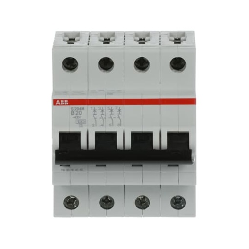 Miniature Circuit Breaker - S200M - 4P - 20 A - B - AC 10 kA