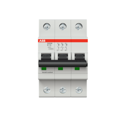 Miniature Circuit Breaker - S200M - 3P - 13 A - D - AC 10 kA