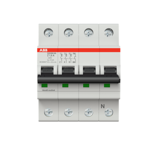 Miniature Circuit Breaker - S200M - 3PN - 1.6 A - Z - AC 10 kA