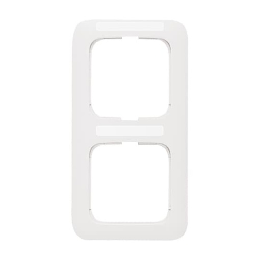 Cover frame with labelling field, vertical 2-gang alpine white - Reflex SI