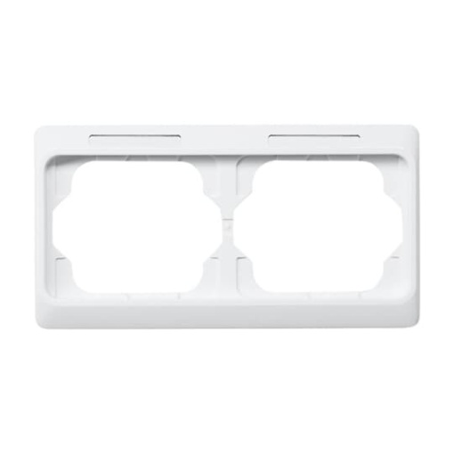 Cover frame with labelling field, horizontal with label space 2-gang studio white - alpha exclusive