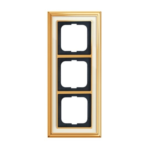 Cover frame 3-gang polished brass ivory white - Busch-Dynasty