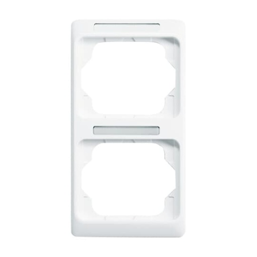 Cover frame with labelling field, vertical 2-gang studio white - alpha exclusive