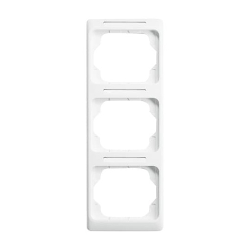 Cover frame with labelling field, vertical 3-gang studio white - alpha exclusive