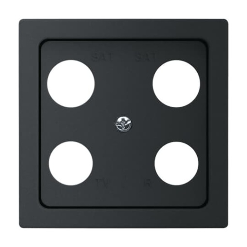Cover plate TV  Radio  2x SAT 4 gang black matt - Platform 63