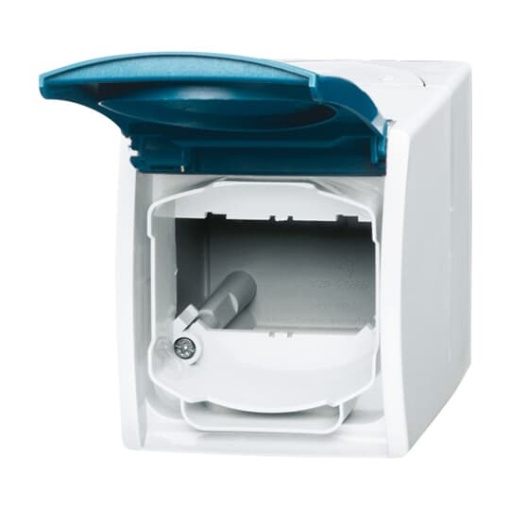 Housing with labelling field with Hinged Lid grey  blue-green - ocean