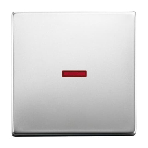 Rocker with Small Red Calotte for Switchpush button, Single rocker stainless steel - Pure Stainless Steel