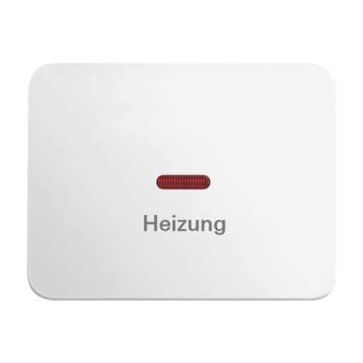 Rocker with legend Heizung with Small Red Calotte for Switchpush button, Single rocker studio white - alpha