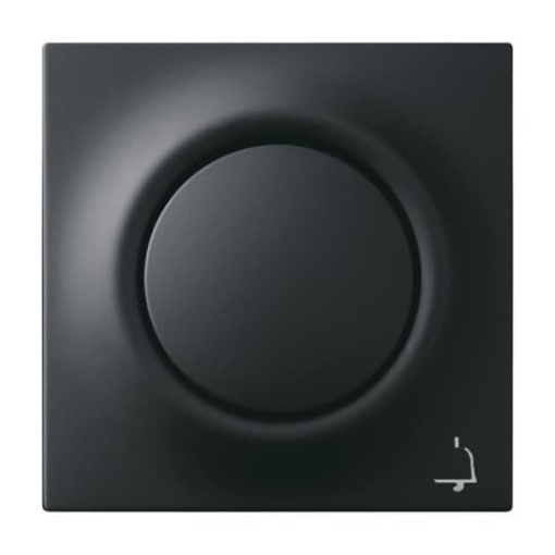 Cover plate Symbol "bell" with Small Transparent Calotte for Switchpush button, Single rocker black matt - impuls
