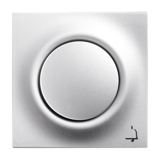 Cover plate Symbol "bell" with Small Transparent Calotte for Switchpush button, Single rocker aluminium silver - impuls