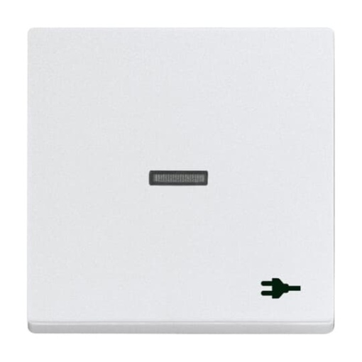 Rocker with legend Symbol "Socket" with Small Transparent Calotte for Switchpush button, Single rocker aluminium silver - Platform 63