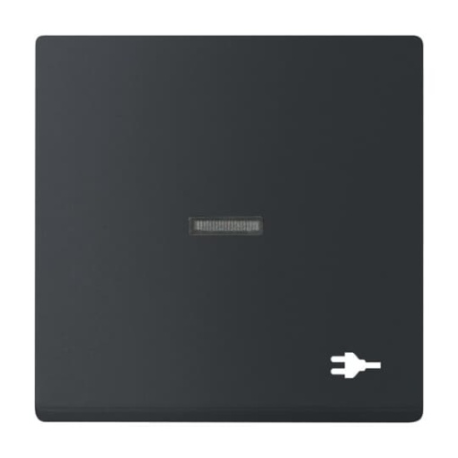 Rocker with legend Symbol "Socket" with Small Transparent Calotte for Switchpush button, Single rocker black matt - Platform 63