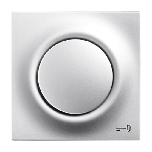 Cover plate Symbol "key" with Small Transparent Calotte for Switchpush button, Single rocker aluminium silver - impuls
