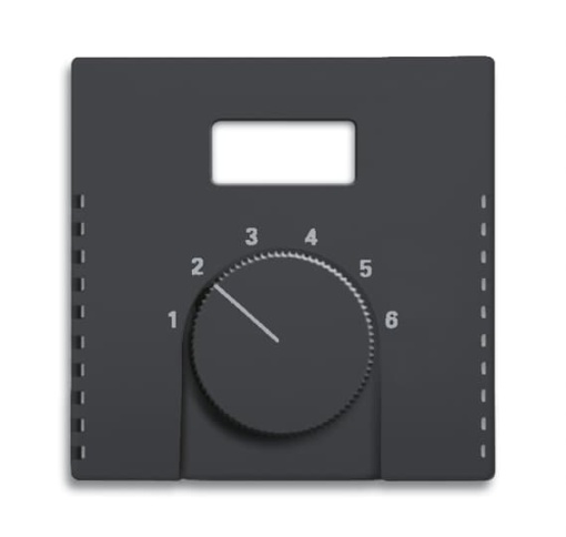 Cover plate with legend Characters 1 ... 6 for Thermostat Turn button black matt - Platform 63