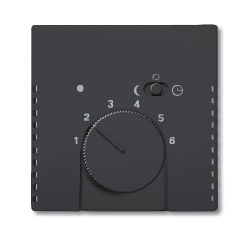 Cover plate with legend Characters 1 ... 6 for Thermostat Turn button black matt - Platform 63