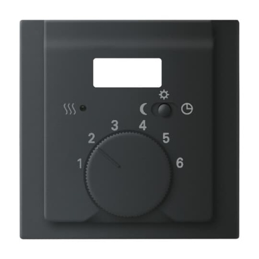 Cover plate with legend Characters 1 ... 6 for Thermostat Turn button black - impuls