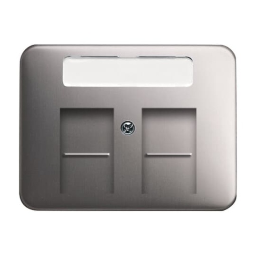 Cover plate with labelling field Modular Jack 2 gang platinum - alpha
