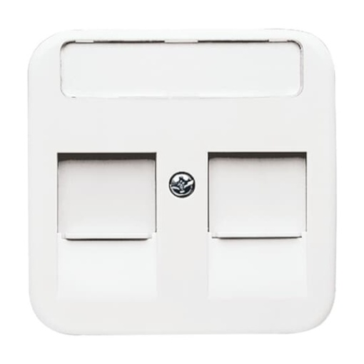 Cover plate with labelling field Modular Jack 2 gang alpine white - Reflex SI