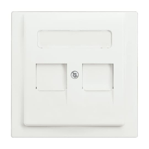 Cover plate with labelling field Modular Jack 2 gang studio white matt - impuls