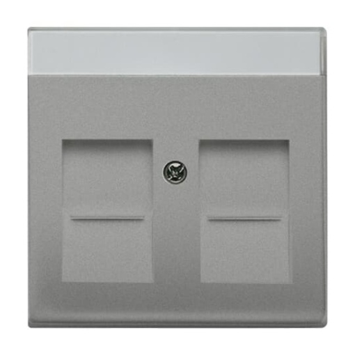 Cover plate with labelling field Modular Jack 2 gang grey metallic - Platform 63
