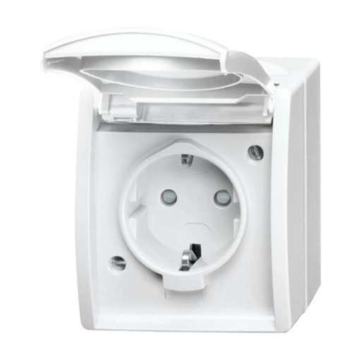 SCHUKO Socket with labelling field Safety Shutter with Hinged Lid 16 A alpine white  - ocean