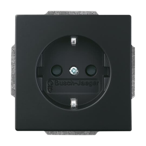 Busch-steplight SCHUKO socket insert Safety Shutter with LED Night light White black matt - Platform 63