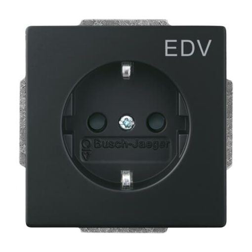 SCHUKO Socket insert with legend EDV Safety Shutter black matt - Platform 63