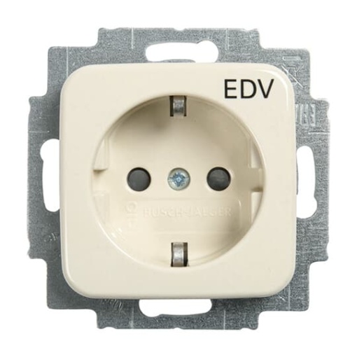 SCHUKO Socket insert with legend EDV Safety Shutter white - Busch-Duro 2000 SI