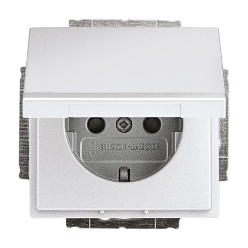 SCHUKO socket insert Safety Shutter with Hinged Lid aluminium silver - Platform 63