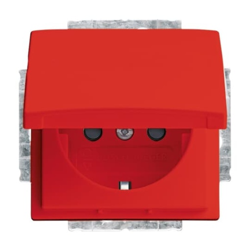 SCHUKO socket insert Safety Shutter with Hinged Lid red - Busch-balance SI