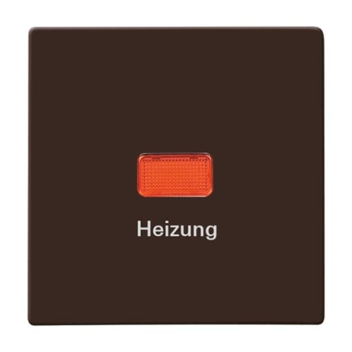 Rocker with legend Heizung with Red Calotte for Switchpush button, Single rocker brown - Allwetter 44 IP 44