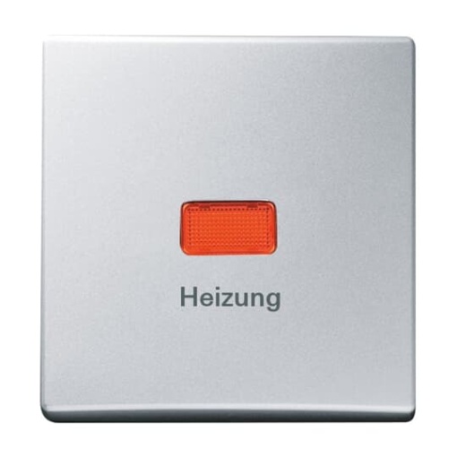 Rocker with legend Heizung with Red Calotte for Switchpush button, Single rocker aluminium silver - Allwetter 44 IP 44