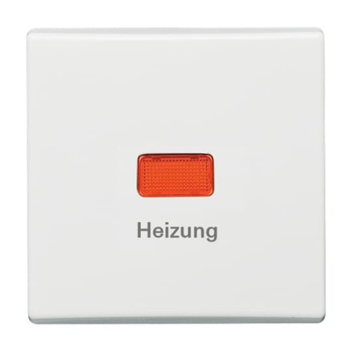 Rocker with legend Heizung with Red Calotte for Switchpush button, Single rocker alpine white - Allwetter 44 IP 44