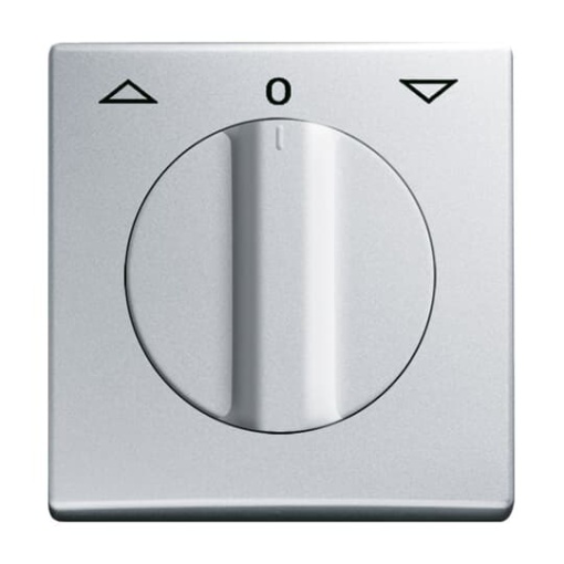 Cover plate with legend Symbol "arrows" and "0" for Venetian blind, Turn button aluminium silver - Allwetter 44 IP 44