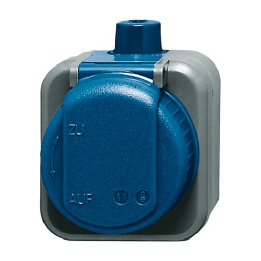 SCHUKO socket with Hinged Lid 16 A blue  - Busch-Duro 2000WDI