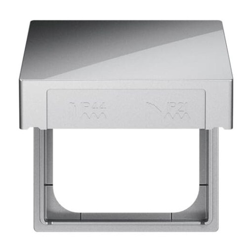 Intermediate Ring with Hinged Lid for cover plates Busch-Balance SI 1 gang with Sealing Ring grey metallic - Platform 63